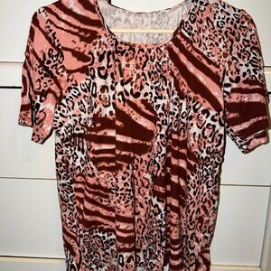 Leopard Print Women's Top - Pink and Brown